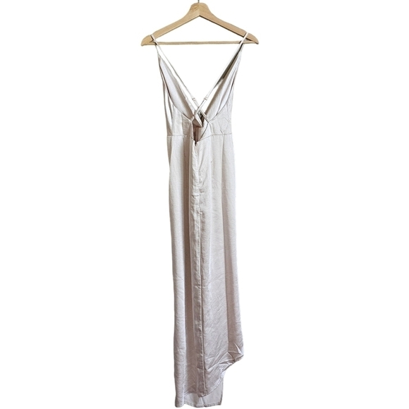 Showpo Jayne Twist Front Maxi Dress in Champagne Satin Beige Color - Picture 2 of 6